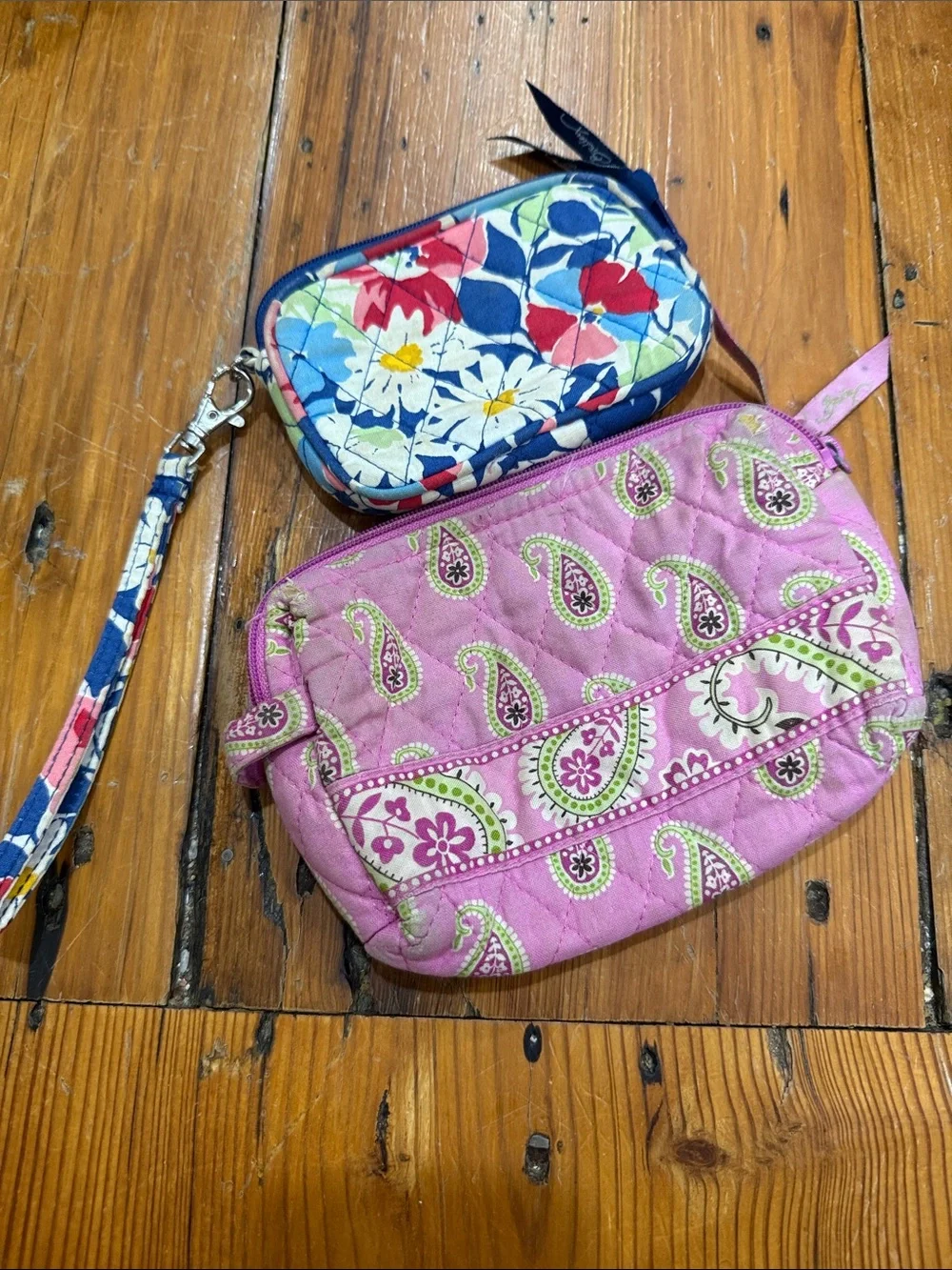 Vera Bradley Pink Paisley Quilted Wristlet with Floral Coin Pouch